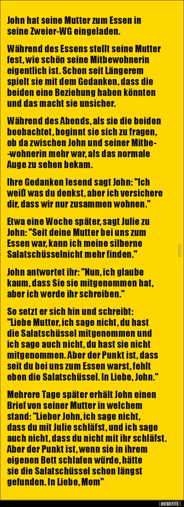 John hat seine Mutter zum Essen in seine... - Lustige Bilder | DEBESTE.de