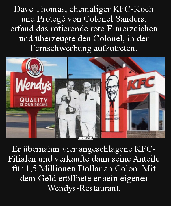 Dave Thomas, ehemaliger KFC-Koch und Protegé von Colonel.. - Lustige Bilder | DEBESTE.de