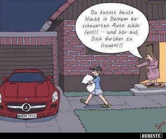 Du kannst heute Nacht in Deinem bescheuerten Auto schlafen.. - Lustige Bilder | DEBESTE.de
