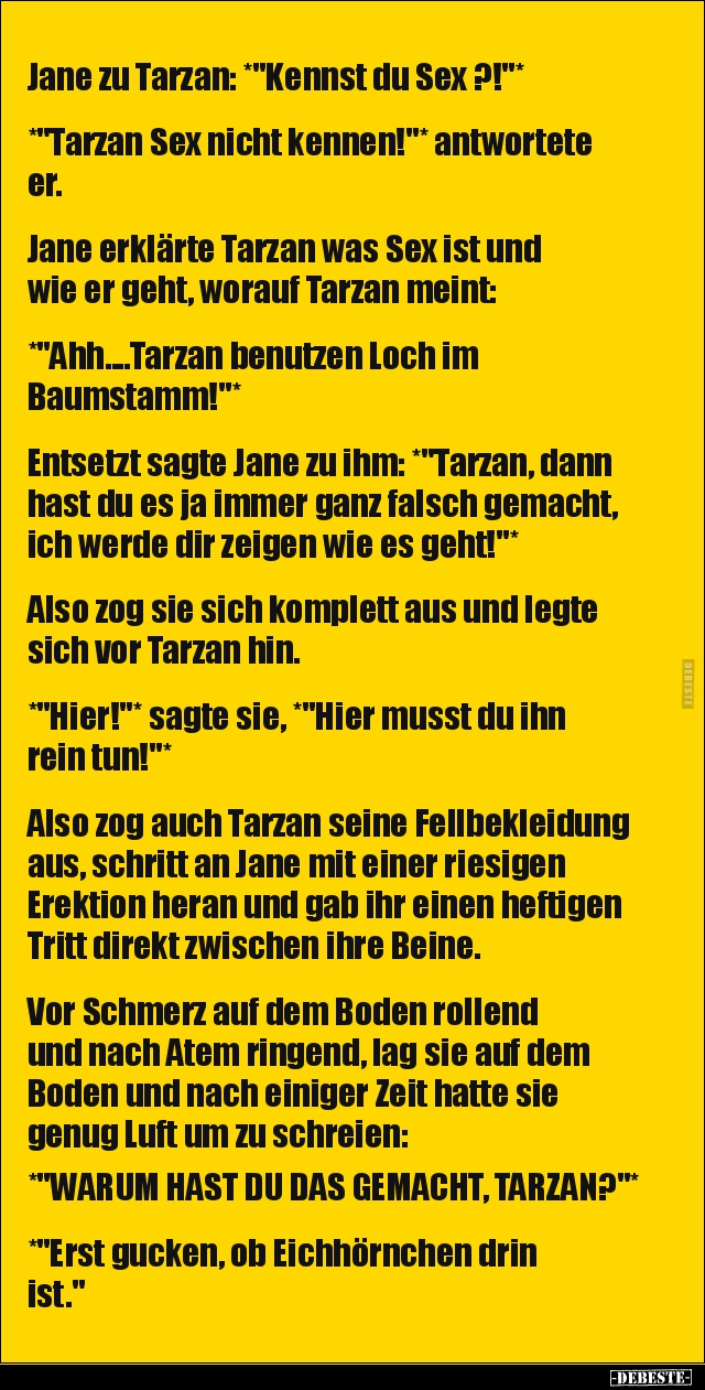 Jane zu Tarzan: "Kennst du Sex ?!".. - Lustige Bilder | DEBESTE.de