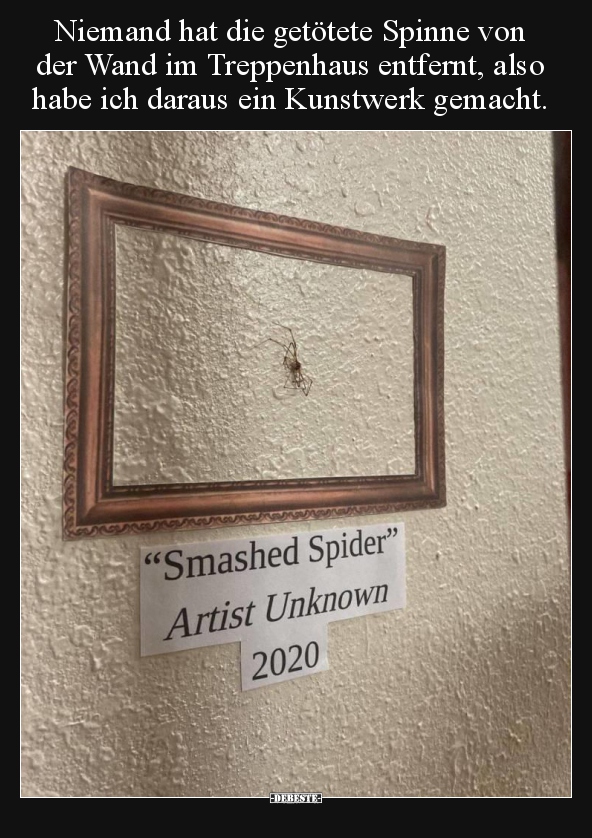 Niemand hat die getötete Spinne von der Wand im Treppenhaus.. - Lustige Bilder | DEBESTE.de