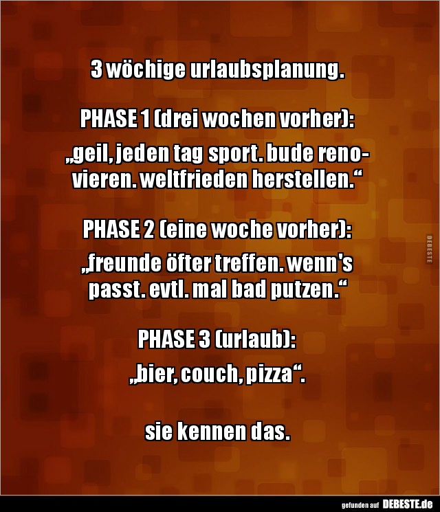 3 wöchige urlaubsplanung. PHASE 1 (drei wochen.. - Lustige Bilder | DEBESTE.de