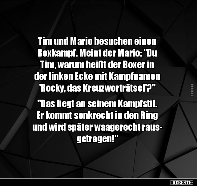 Tim und Mario besuchen einen Boxkampf.. - Lustige Bilder | DEBESTE.de