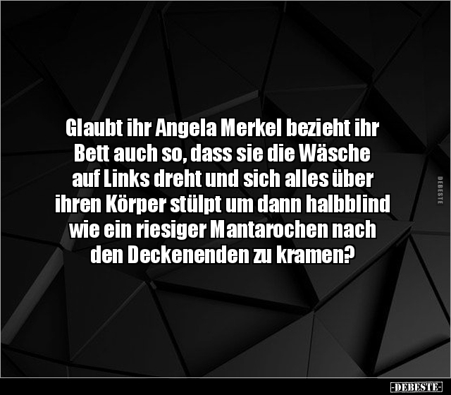Glaubt ihr Angela Merkel bezieht ihr Bett auch so, dass.. - Lustige Bilder | DEBESTE.de
