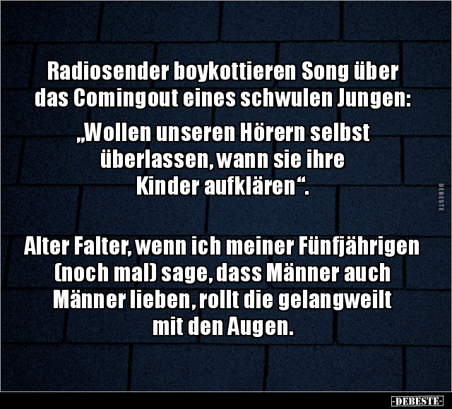 Radiosender boykottieren Song über das Comingout eines.. - Lustige Bilder | DEBESTE.de