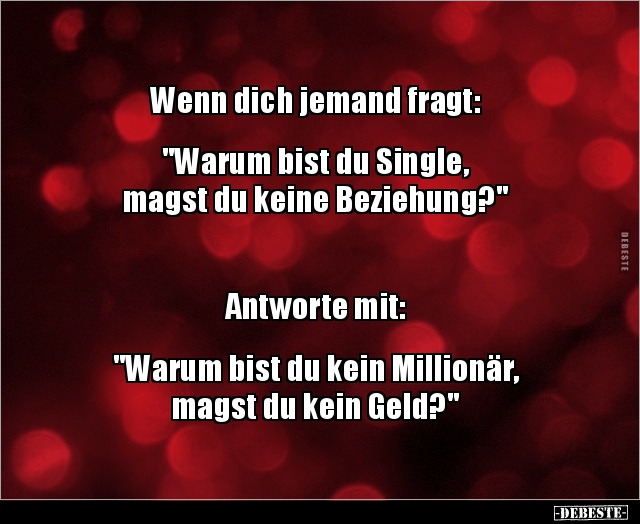 Wenn dich jemand fragt:  "Warum bist du Single, magst du.." - Lustige Bilder | DEBESTE.de