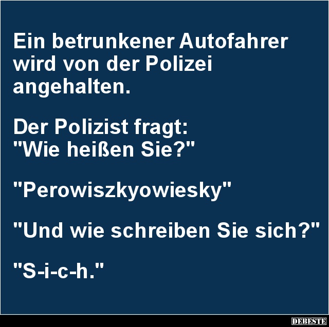 Ein betrunkener Autofahrer wird von der Polizei angehalten.. - Lustige Bilder | DEBESTE.de