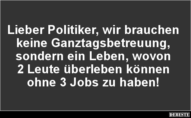 Lieber Politiker, wir brauchen keine Ganztagsbetreuung.. - Lustige Bilder | DEBESTE.de
