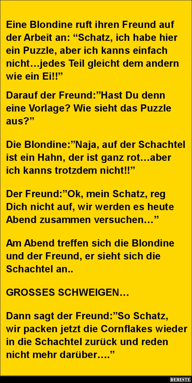 Eine Blondine ruft ihren Freund auf der Arbeit an.. - Lustige Bilder | DEBESTE.de