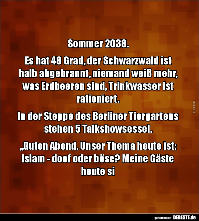 Sommer 2038. Es hat 48 Grad, der Schwarzwald ist halb.. - Lustige Bilder | DEBESTE.de
