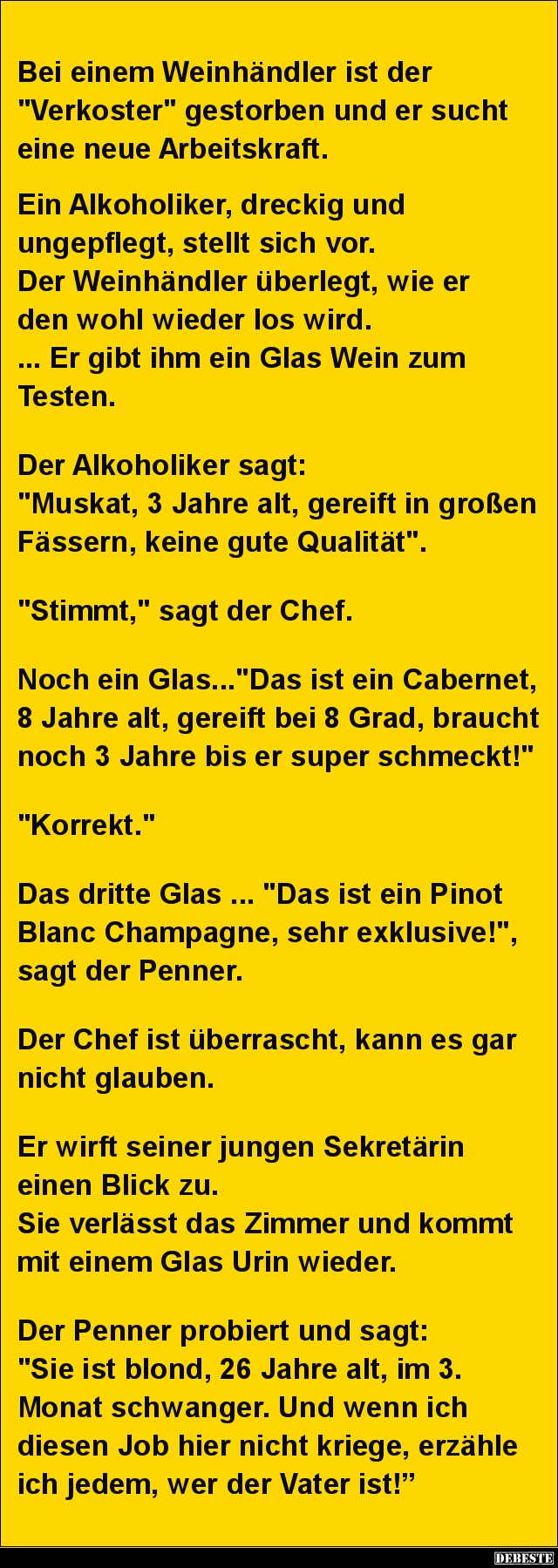 Bei einem Weinhändler ist der 'Verkoster' gestorben.. - Lustige Bilder | DEBESTE.de