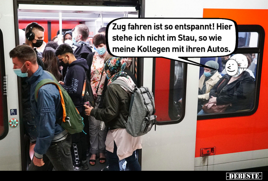 Zug fahren ist so entspannt! Hier stehe ich nicht im Stau.. - Lustige Bilder | DEBESTE.de