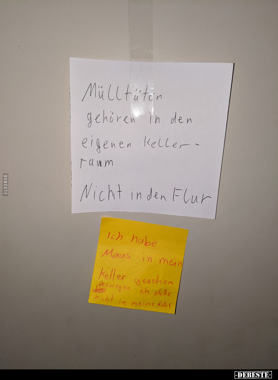 Mülltüten gehören in den eigenen Kellerraum... - Lustige Bilder | DEBESTE.de