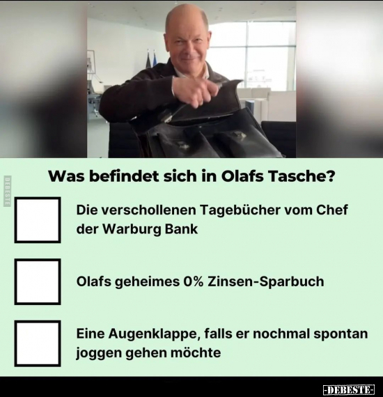Was befindet sich in Olafs Tasche?.. - Lustige Bilder | DEBESTE.de