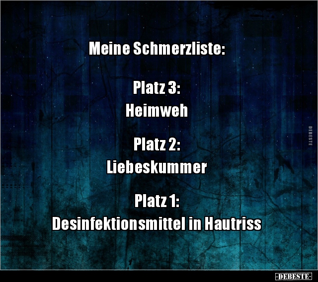 Meine Schmerzliste: Platz 3: HeimwehPlatz 2.. - Lustige Bilder | DEBESTE.de