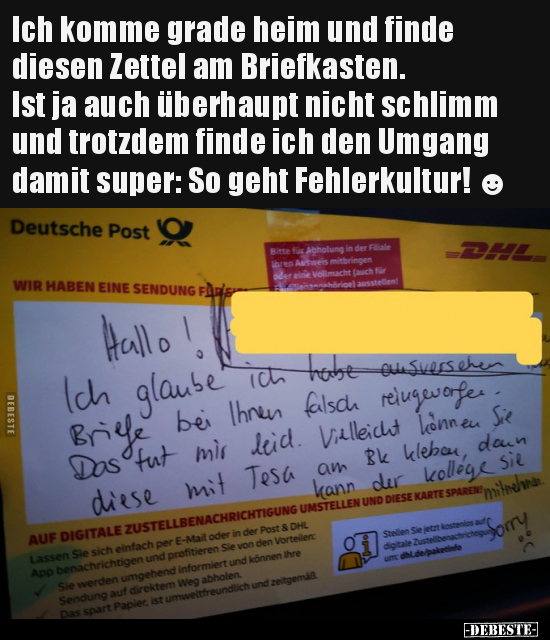 Ich komme grade heim und finde diesen Zettel.. - Lustige Bilder | DEBESTE.de