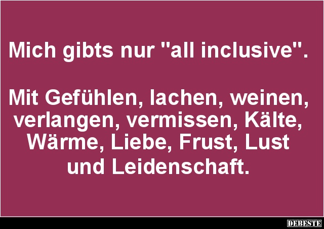 Mich gibts nur 'all inclusive'.. - Lustige Bilder | DEBESTE.de