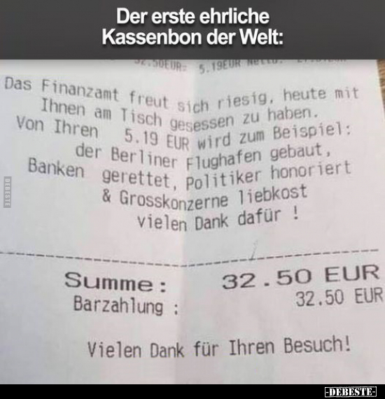 Der erste ehrliche Kassenbon der Welt.. - Lustige Bilder | DEBESTE.de