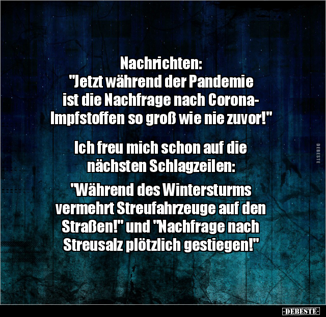 Nachrichten: "Jetzt während der Pandemie ist die.." - Lustige Bilder | DEBESTE.de