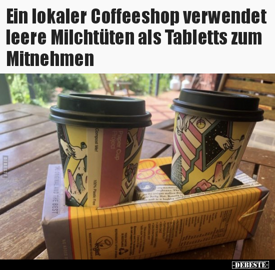 Ein lokaler Coffeeshop verwendet leere Milchtüten als.. - Lustige Bilder | DEBESTE.de