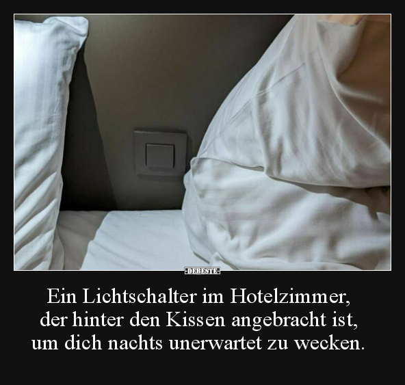 Ein Lichtschalter im Hotelzimmer, der hinter den Kissen.. - Lustige Bilder | DEBESTE.de