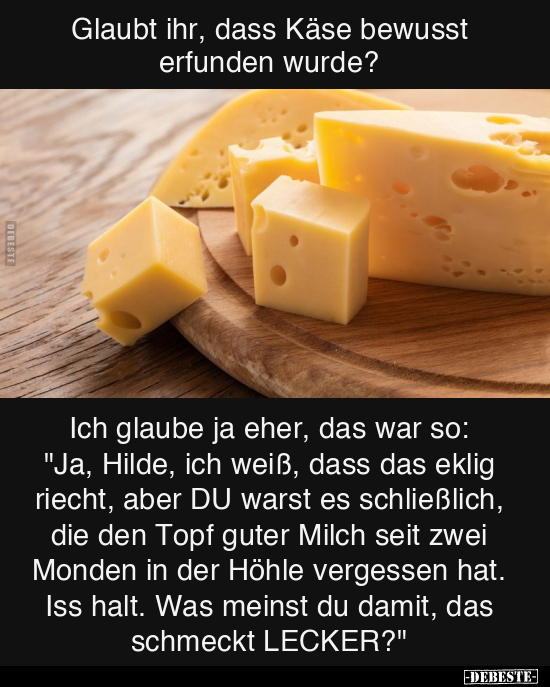 Glaubt ihr, dass Käse bewusst erfunden wurde?.. - Lustige Bilder | DEBESTE.de