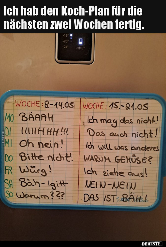 Ich hab den Koch-Plan für die nächsten zwei Wochen.. - Lustige Bilder | DEBESTE.de