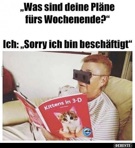 "Was sind deine Pläne fürs Wochenende?" Ich: "Sorry ich bin.." - Lustige Bilder | DEBESTE.de