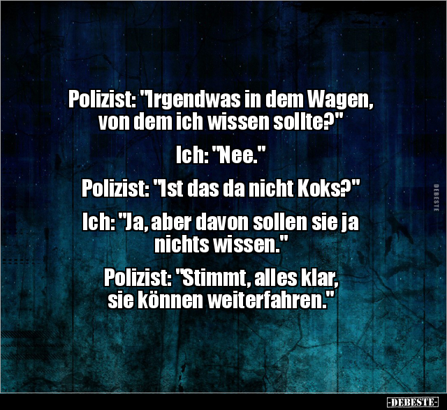 Polizist: "Irgendwas in dem Wagen, von dem ich wissen.." - Lustige Bilder | DEBESTE.de