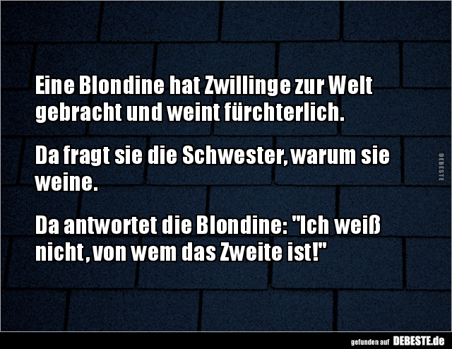 Eine Blondine hat Zwillinge zur Welt gebracht und weint.. - Lustige Bilder | DEBESTE.de