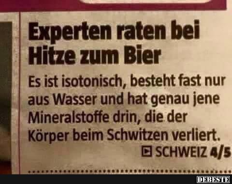 Experten raten bei Hitze zum Bier.. - Lustige Bilder | DEBESTE.de