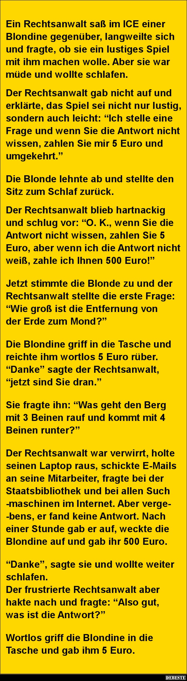 Ein Rechtsanwalt saß im ICE einer Blondine gegenüber.. - Lustige Bilder | DEBESTE.de