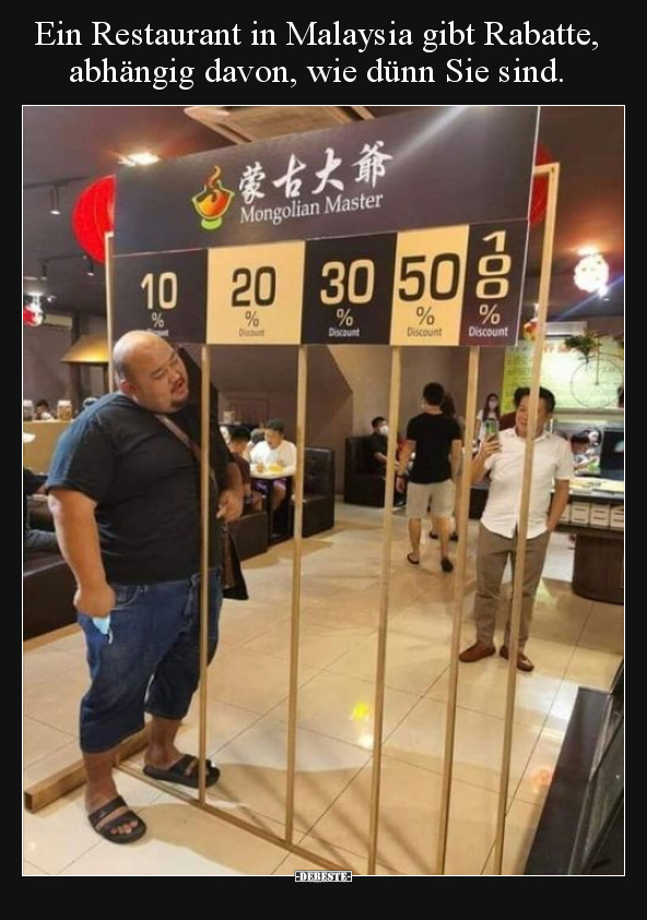 Ein Restaurant in Malaysia gibt Rabatte, abhängig davon.. - Lustige Bilder | DEBESTE.de