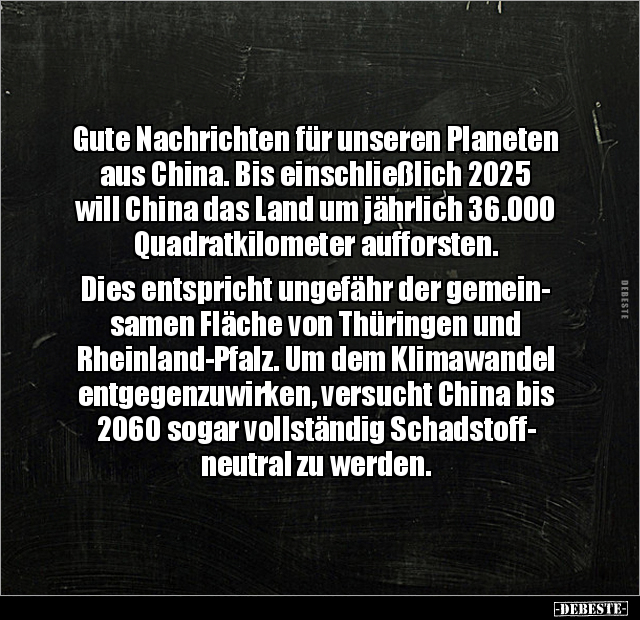 Gute Nachrichten für unseren Planeten aus China... - Lustige Bilder | DEBESTE.de