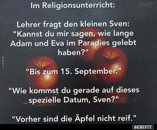 Im Religionsunterricht: Lehrer fragt den kleinen Sven.. - Lustige Bilder | DEBESTE.de