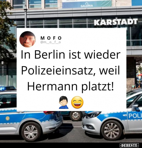 In Berlin ist wieder Polizeieinsatz, weil Hermann.. - Lustige Bilder | DEBESTE.de