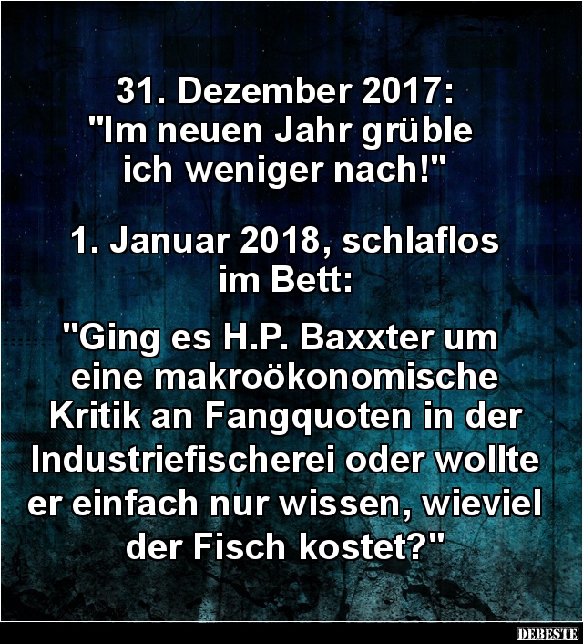 31. Dezember 2017: 'Im neuen Jahr grüble ich weniger nach!'.. - Lustige Bilder | DEBESTE.de
