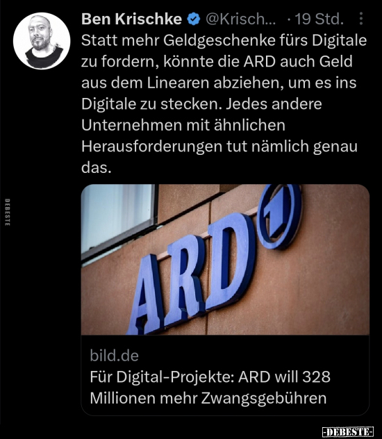 Ben Krischke: Statt mehr Geldgeschenke fürs Digitale zu.. - Lustige Bilder | DEBESTE.de