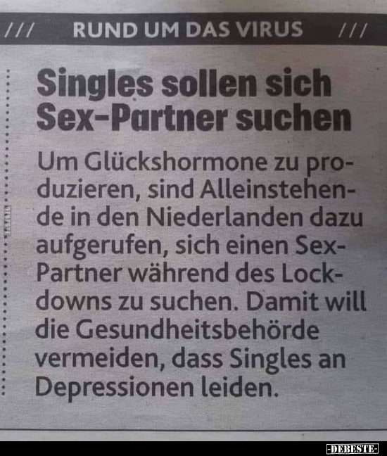 Singles sollen sich S*x-Partner suchen.. - Lustige Bilder | DEBESTE.de