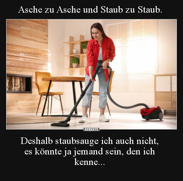 Asche zu Asche und Staub zu Staub. Deshalb staubsauge ich.. - Lustige Bilder | DEBESTE.de