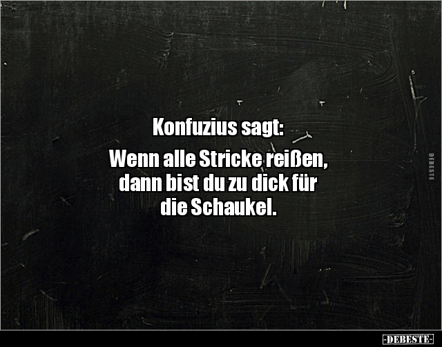 Konfuzius sagt: Wenn alle Stricke reißen, dann bist.. - Lustige Bilder | DEBESTE.de