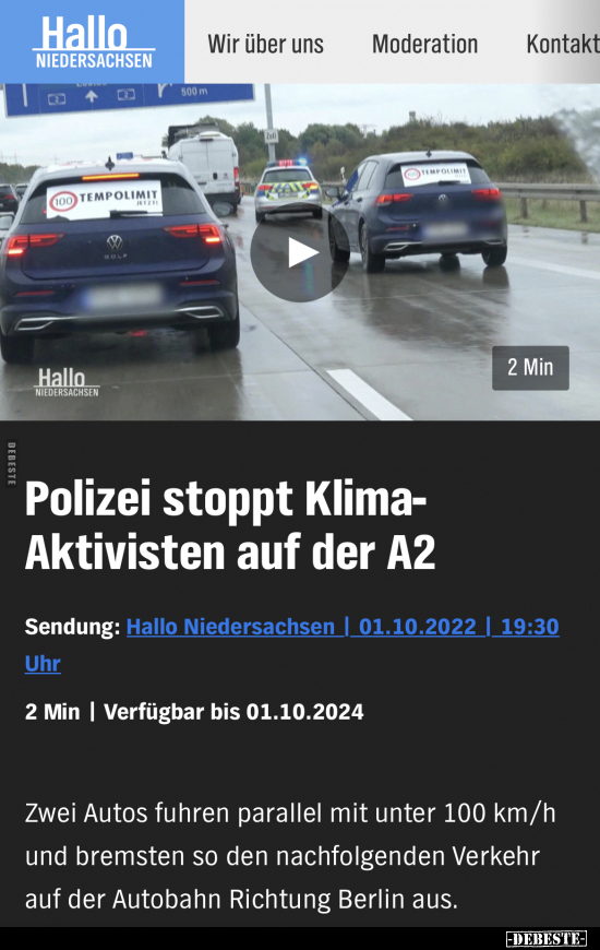 Polizei stoppt Klima- Aktivisten auf der A2.. - Lustige Bilder | DEBESTE.de