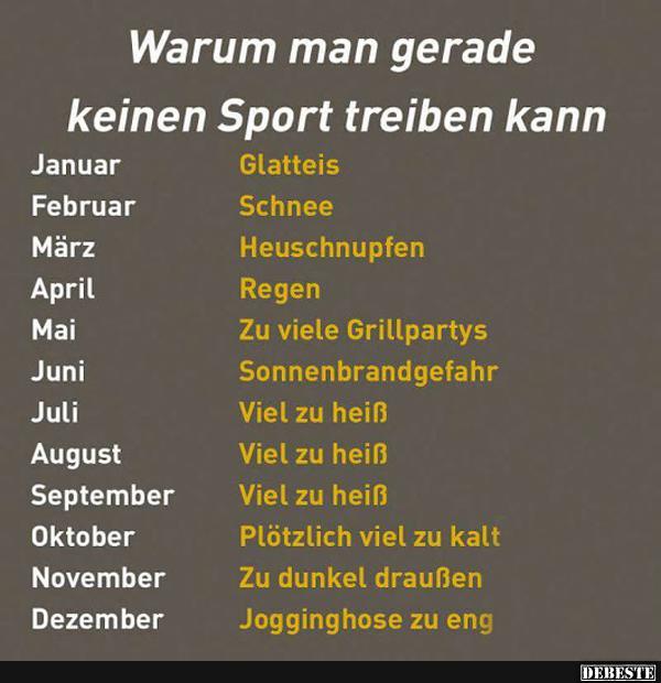 Warum man gerade keinen Sport treiben kann.. - Lustige Bilder | DEBESTE.de
