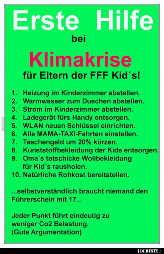 Erste Hilfe bei Klimakrise für Eltern der FFF Kid’s!.. - Lustige Bilder | DEBESTE.de