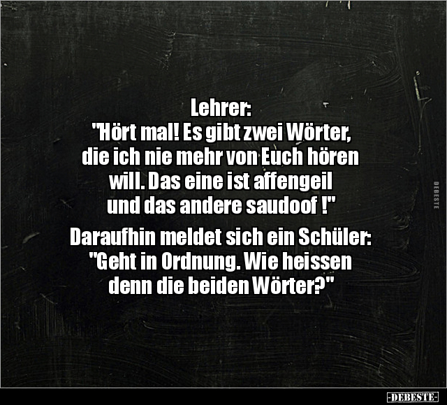 Lehrer: "Hört mal! Es gibt zwei Wörter, die ich nie mehr.." - Lustige Bilder | DEBESTE.de