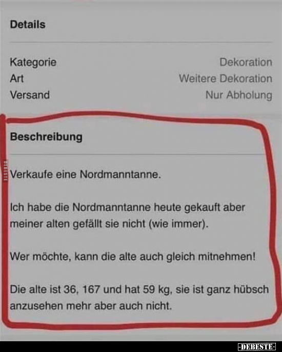 Verkaufe eine Nordmanntanne... - Lustige Bilder | DEBESTE.de