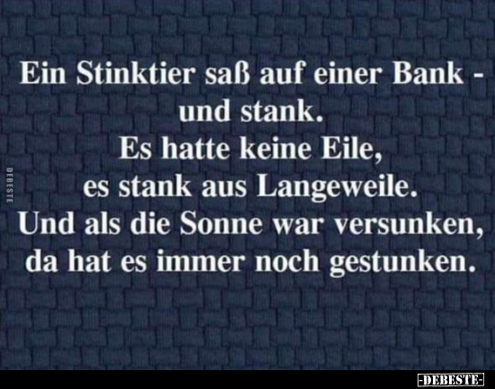 Ein Stinktier saß auf einer Bank - und stank... - Lustige Bilder | DEBESTE.de