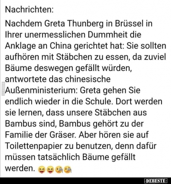 Nachrichten: Nachdem Greta Thunberg in Brüssel in Ihrer.. - Lustige Bilder | DEBESTE.de