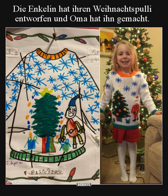 Die Enkelin hat ihren Weihnachtspulli entworfen und Oma hat.. - Lustige Bilder | DEBESTE.de