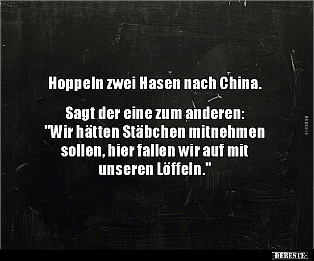 Hoppeln zwei Hasen nach China. Sagt der eine zum.. - Lustige Bilder | DEBESTE.de